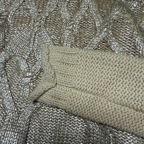 NWT Narciso Rodriguez Gold Beige Cotton Blend Cable Knit Sweater - Size Small - Picture 6 of 15